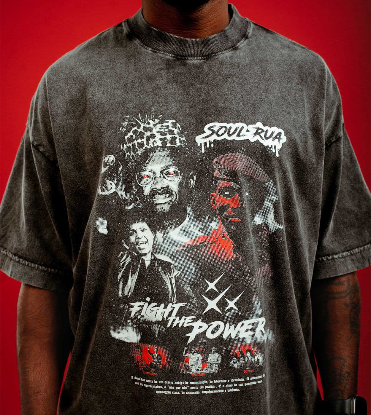 Camiseta Oversized Marmorizada - Terror Sankara, Lumumba & Winnie