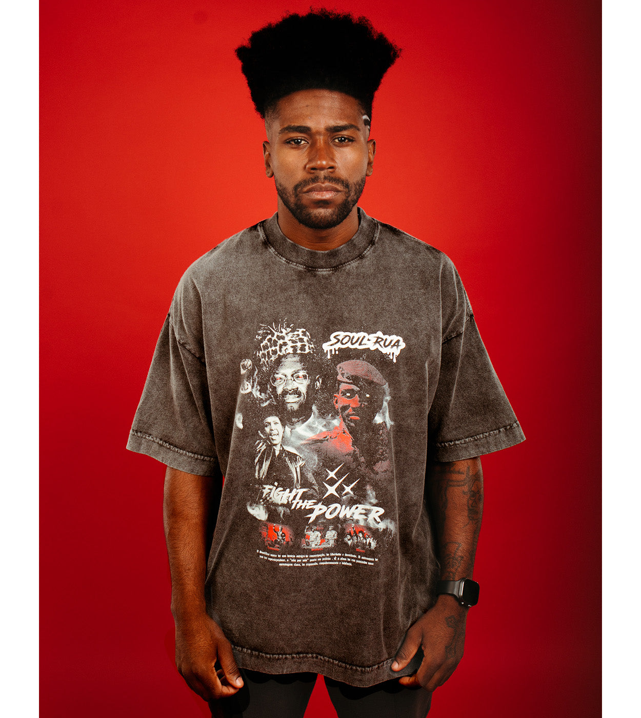 Camiseta Oversized Marmorizada - Terror Sankara, Lumumba & Winnie