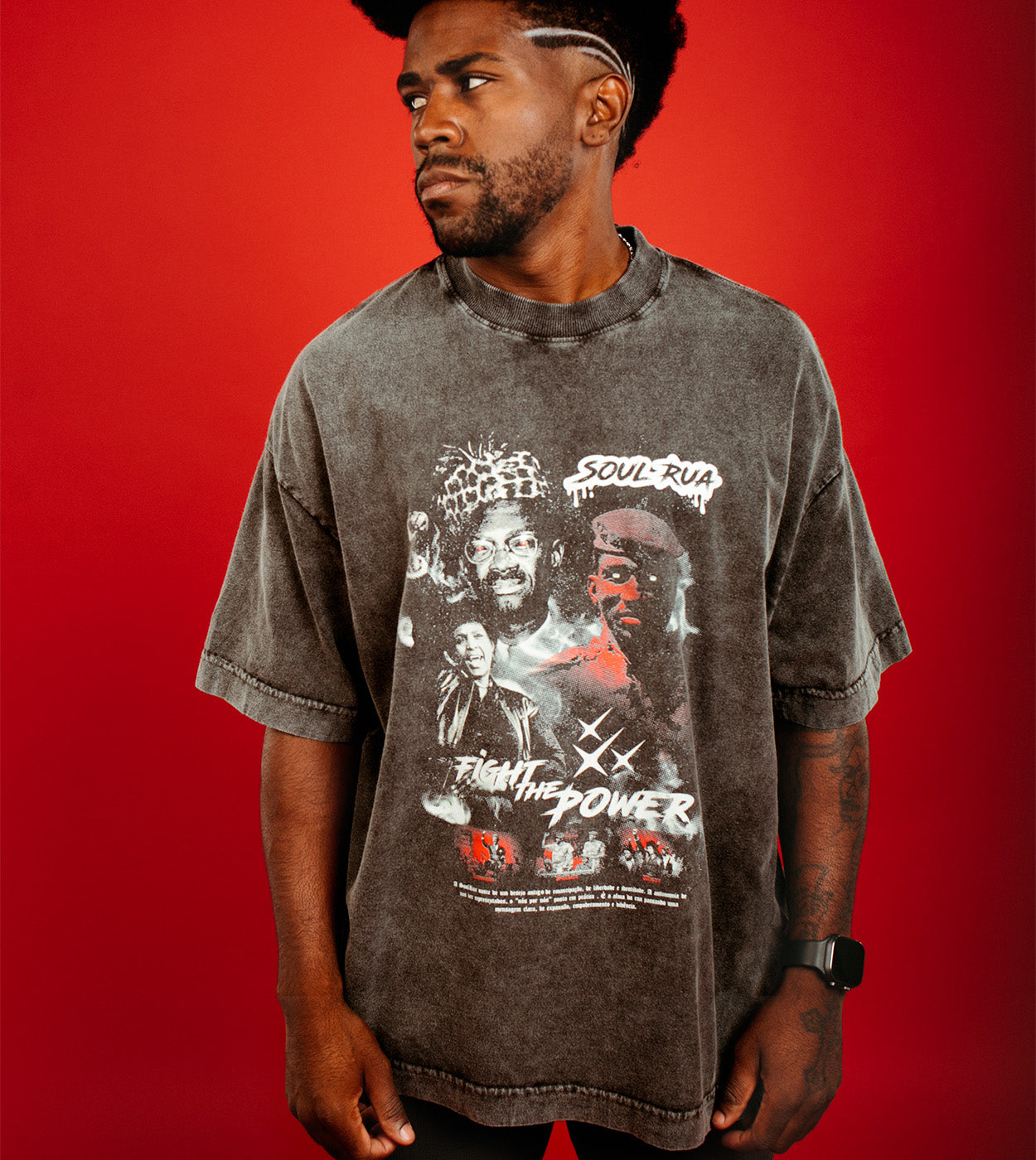 Camiseta Oversized Marmorizada - Terror Sankara, Lumumba & Winnie